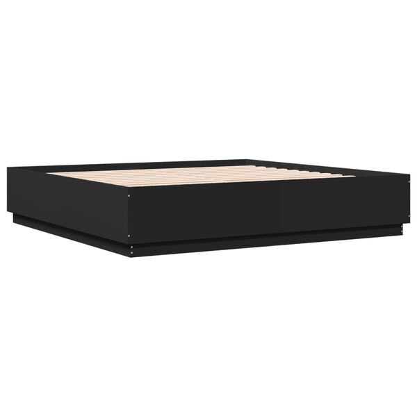 vidaXL voodiraam LED-tuledega, must, 200 x 200 cm, tehispuit