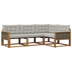 vidaXL V&auml;li diivanikomplekt padjaga 4 pcs Naturaalne ja helehall
