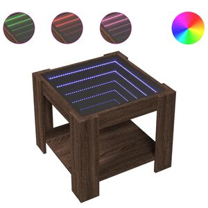 vidaXL kohvilaud LEDiga, pruun tamm, 53x53x45 cm, tehispuit