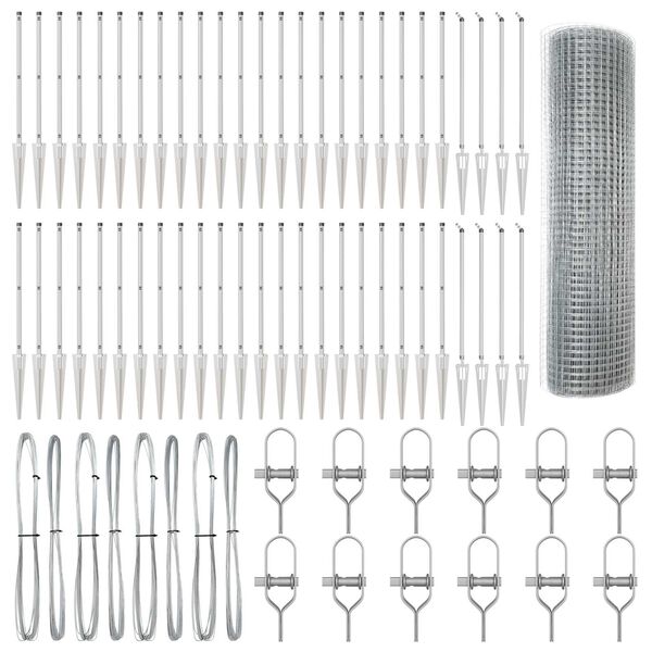 vidaXL Aiapost Hõbedane 100 x 1 m (19 x 19 mm sula) Teras