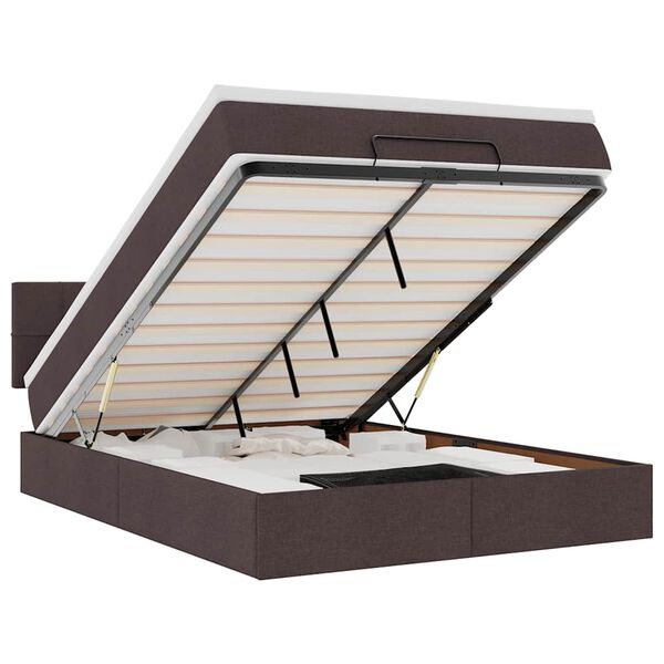vidaXL ottomani voodi madratsita ja LED, tumepruun, 140x190cm, kangas