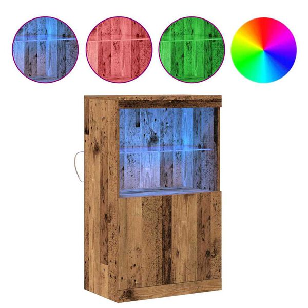 vidaXL LED Kummuti LED -ribatuledega Pruun 60 x 37 x 100 cm Tehispuit