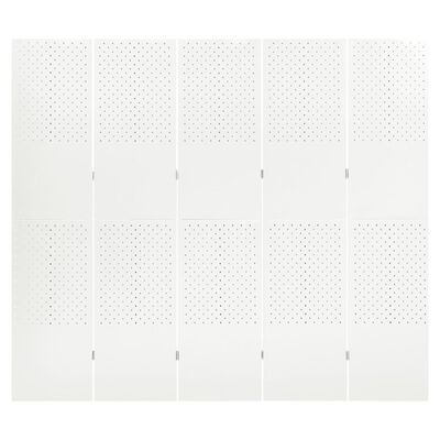 vidaXL 5 paneeliga ruumijagaja 2 tk, valge, 200 x 180 cm, teras