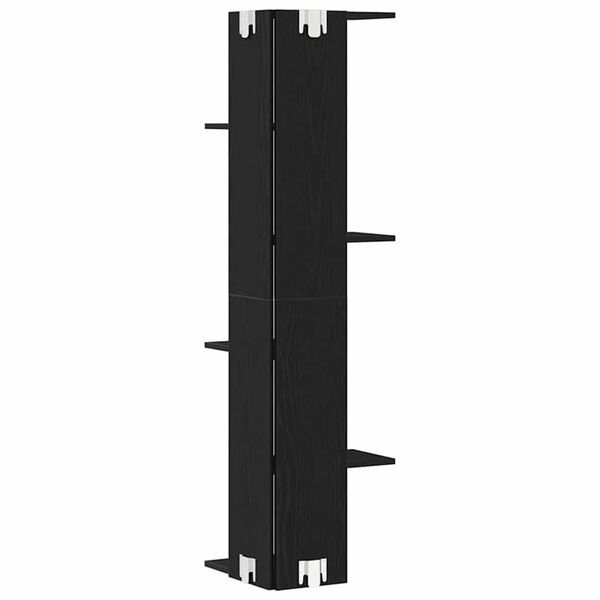 vidaXL Seina Nurgariiul riiuliga Must tamm 36.5 x 36.5 x 140 cm