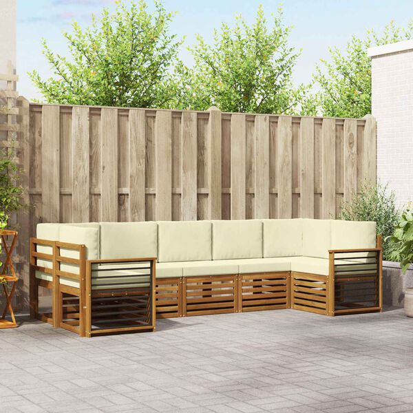 vidaXL Diivanikomplektid 7 pcs Looduslik ja kreem Tugev akatsiapuu