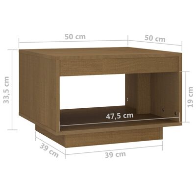vidaXL kohvilaud, meepruun, 50 x 50 x 33,5 cm, täismännipuit