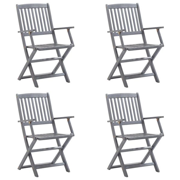 vidaXL kokkupandavad aiatoolid, 4 tk, patjadega, akaatsiapuit