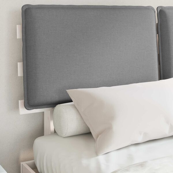 vidaXL Voodiraam Pehme Peatoega peaga Helehall 150 x 200 cm Tahke m&auml;nd