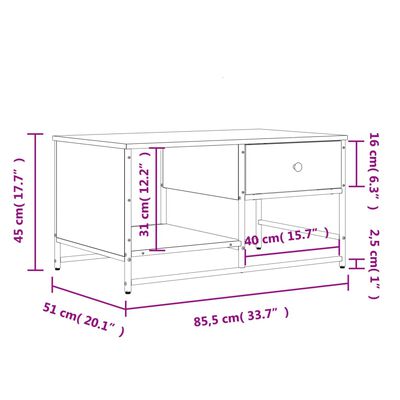 vidaXL kohvilaud, Sonoma tamm, 85,5 x 51 x 45 cm, tehispuit
