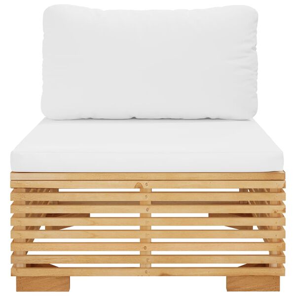 vidaXL keskmine aiadiivani osa kreemjate istmepatjadega, tiikpuu