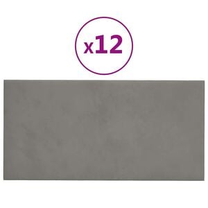 vidaXL seinapaneelid 12 tk, helehall, 30 x 15 cm, samet, 0,54 m²