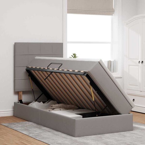 vidaXL LED-valgusega hoiuvoodi Pruunikashall 90 x 190 cm Pol&uuml;ester