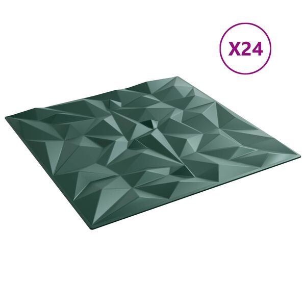 vidaXL Seinapaneelid 24 pcs Ameeti Roheline 50 x 50 cm XPS Vaht