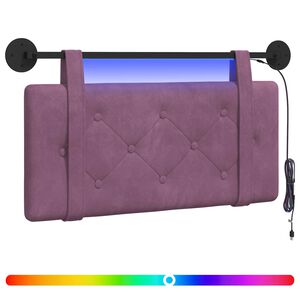 vidaXL Rippuv voodipeats LED-valgustusega Lilla Samet