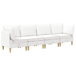 vidaXL Modulaarne diivanisari koos ladustamisega 4 pcs Valge kangas