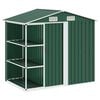vidaXL aiakuur riiulitega roheline 205 x 130 x 183 cm, raud