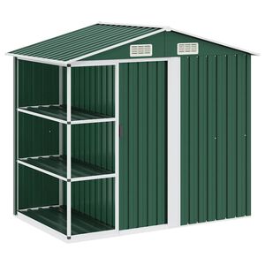 vidaXL aiakuur riiulitega roheline 205 x 130 x 183 cm, raud