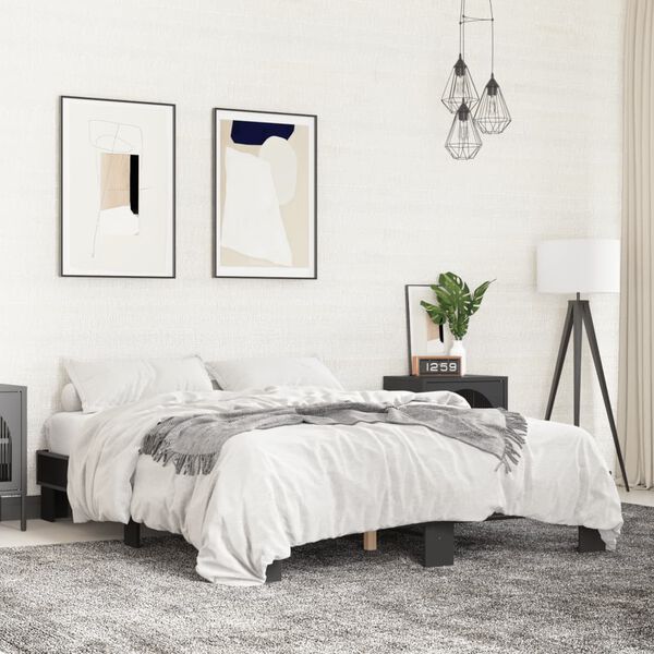 vidaXL voodiraam, must, 150 x 200 cm, tehispuit ja metall