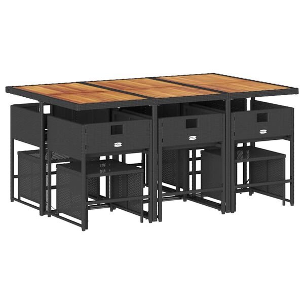 vidaXL 11-osaline aiam&ouml;&ouml;bli komplekt patjadega, must, pol&uuml;rotang