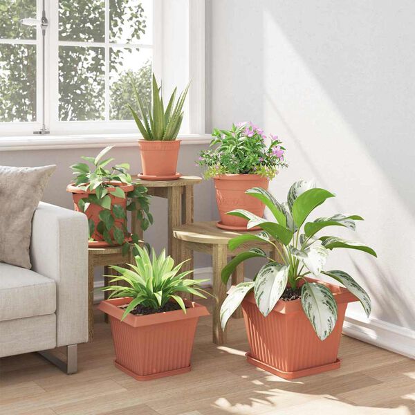 vidaXL Ruutlillepott 6 pcs Kohviroosa 28,5 x 28,5 x 22 cm Plastmass