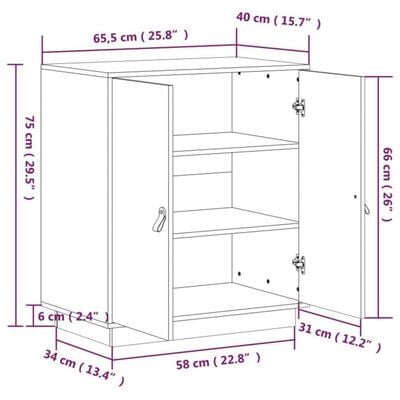 vidaXL puhvetkapp, meekarva, 65,5 x 40 x 75 cm, männipuit