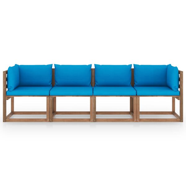 vidaXL 4-osaline kaubaalustest diivan patjadega, immutatud m&auml;nnipuit