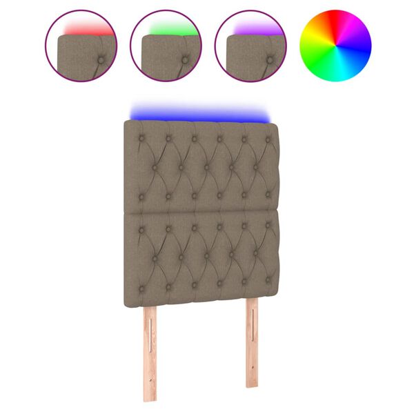 vidaXL LED-voodipeats, pruunikashall, 80x7x118/128 cm, kangas