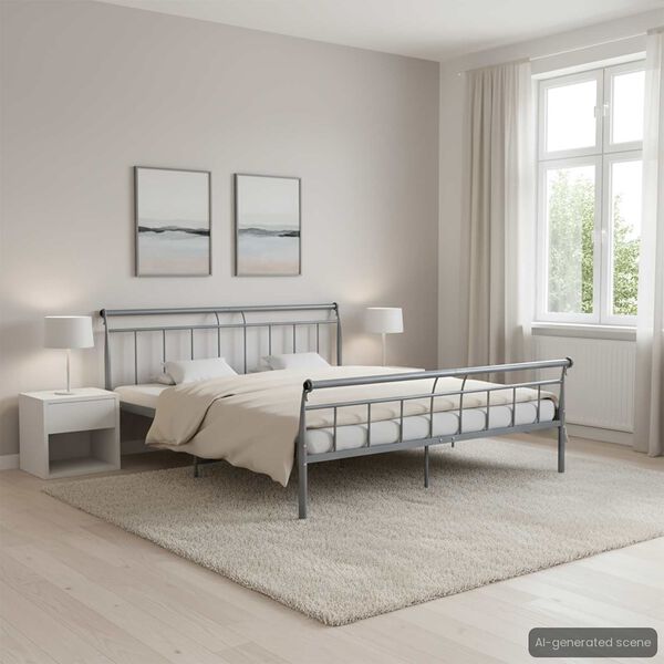 vidaXL voodiraam, hall, metallist, 180 x 200 cm