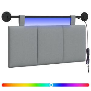 vidaXL Rippuv voodipeats LED-valgustusega Helehall kangas