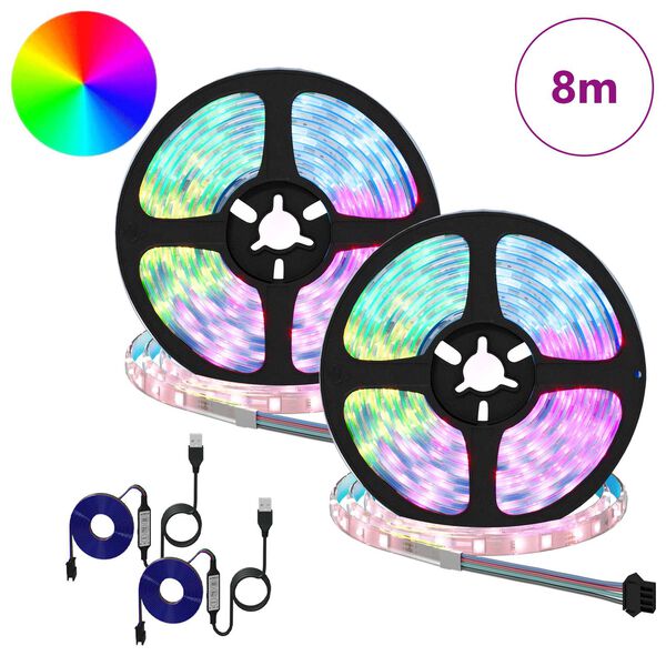 vidaXL LED Ribad 4 pcs Must ja l&auml;bipaistev 400 x 0,8 x 0,3 cm