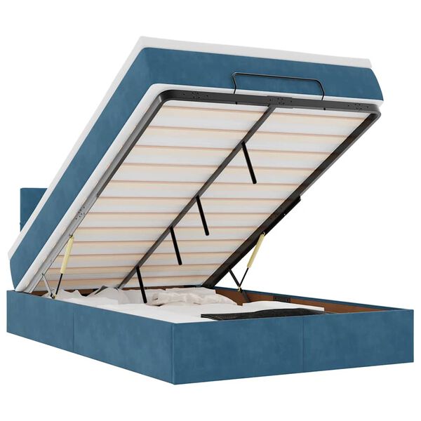 vidaXL ottomani voodi madratsiga, tumesinine, 120x200 cm, samet