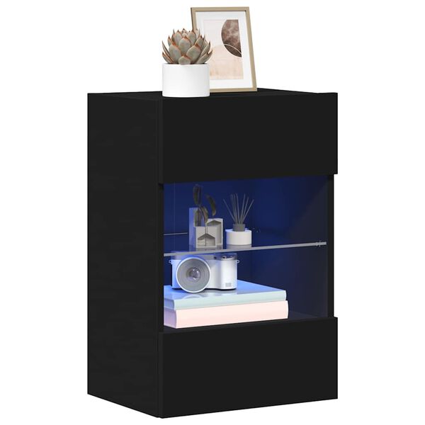 vidaXL seinakapid LED-tuledega teleri jaoks 2 tk, must, 40 x 30 x 60,5 cm