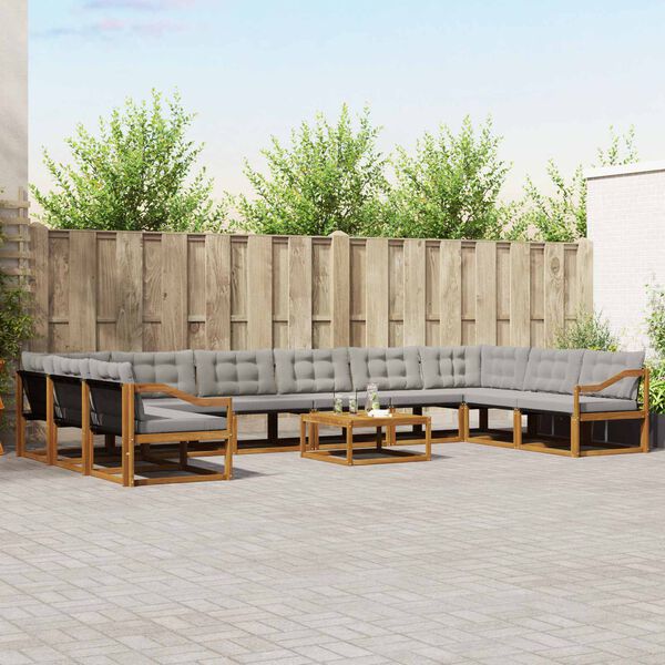 vidaXL V&auml;li diivanikomplekt padjaga 11 pcs Looduslik ja Hele Hall