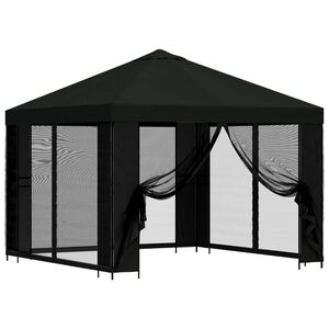 vidaXL Aia telk k&uuml;lgseintega 3 x 3 m Must Pol&uuml;ester ja teras 190 gsm