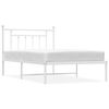 vidaXL metallist voodiraam peatsiga, valge, 100x200 cm