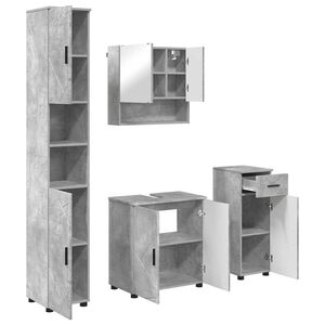 vidaXL Vannitoa m&ouml;&ouml;bleset sahtliga 4 pcs Betoonhall Tehispuit & Metall
