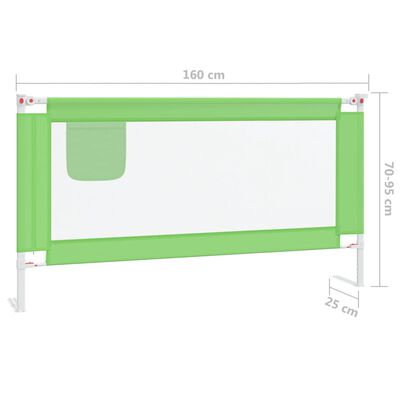 vidaXL voodipiire väikelapse voodile, roheline, 160 x 25 cm, kangas