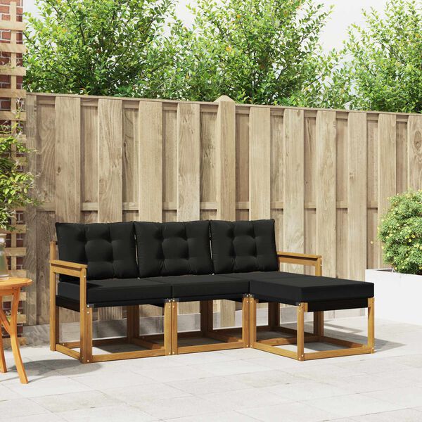 vidaXL V&auml;li diivanikomplekt padjaga 4 pcs Looduslik ja must