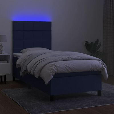 vidaXL kontinentaalvoodi madrats ja LED, sinine, 90x190 cm, kangas