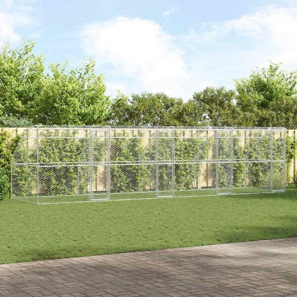 vidaXL Koerakuut 4 pcs H&otilde;bedane 8 x 2 x 2 m Tsingitud teras