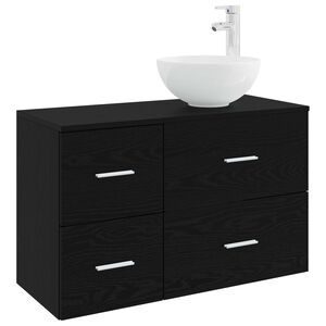 vidaXL Vannitoa m&ouml;&ouml;bleset 2 pcs Must tamm Tehispuit