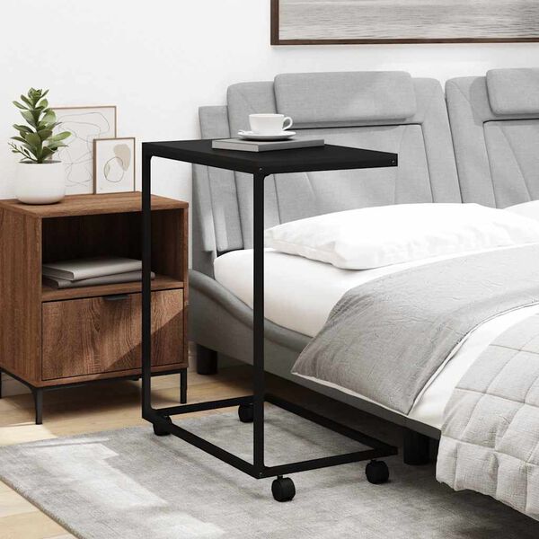 vidaXL lisalaud ratastega, must, 55 x 35 x 70 cm, tehispuit