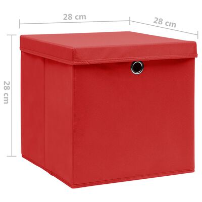 vidaXL hoiukastid kaanega 10 tk, 28 x 28 x 28 cm, punane