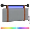 vidaXL Rippuv voodipeats LED-valgustusega Helehall Antiik PU
