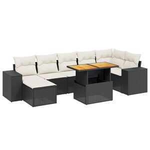 vidaXL 8-osaline aiadiivani komplekt patjadega, must, pol&uuml;rotang