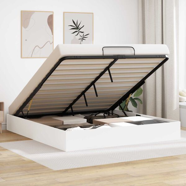 vidaXL Ottomani voodiraam Valge 193 x 120 x 25 cm Saepuruplaat