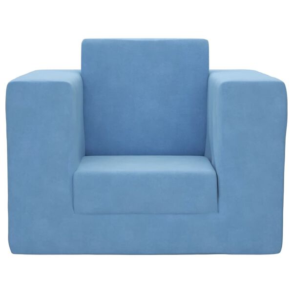 vidaXL laste diivanvoodi, sinine, pehme pl&uuml;&uuml;s