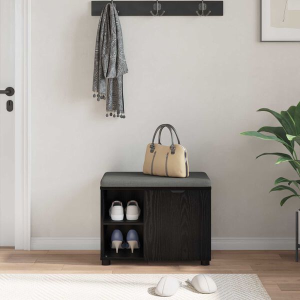 vidaXL Hallipink padjaga &Uuml;ksv&auml;rviline Must tamm 60 x 38 x 46 cm