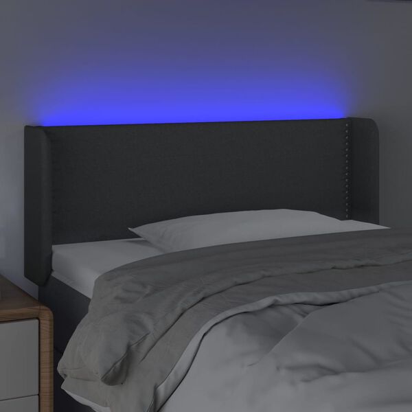 vidaXL LED-voodipeats, tumehall, 83x16x78/88 cm, kangas