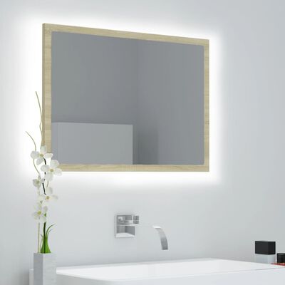 vidaXL LED vannitoa peeglikapp, Sonoma tamm, 60x8,5x37 cm, akrüül